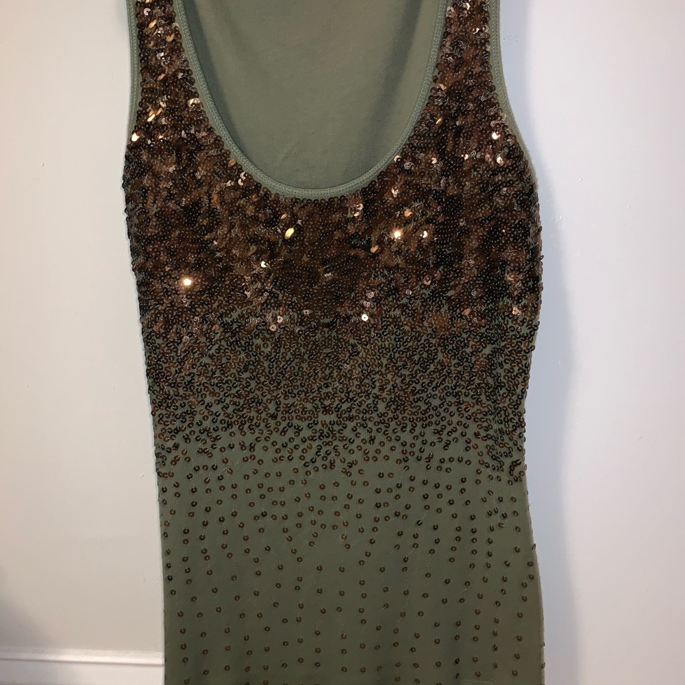 Express tank - army green sequin